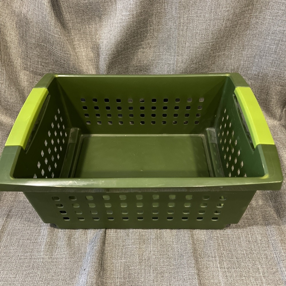 Sterilite‎  Green  Stacking Basket Storage Container 14.5x10x6